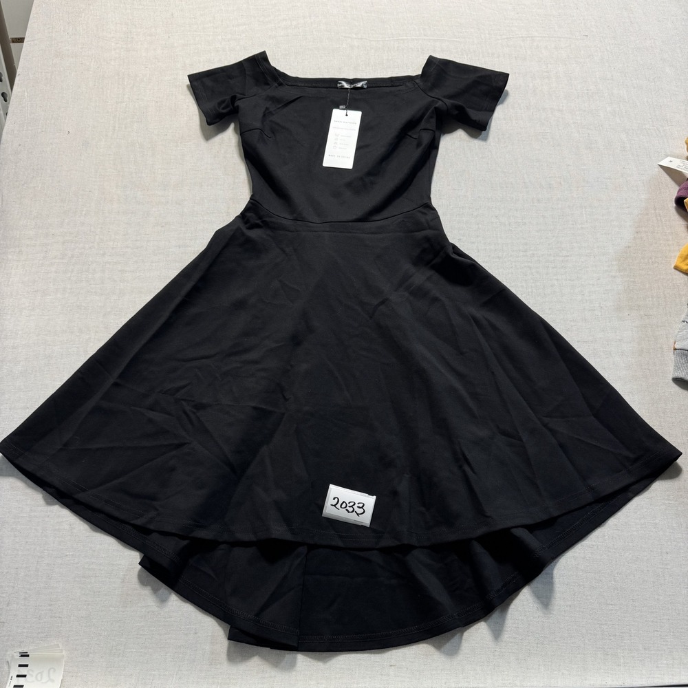 Sarin Mathews Off Shoulder Skater Dress Women Sz XS Black‎ New With Tags